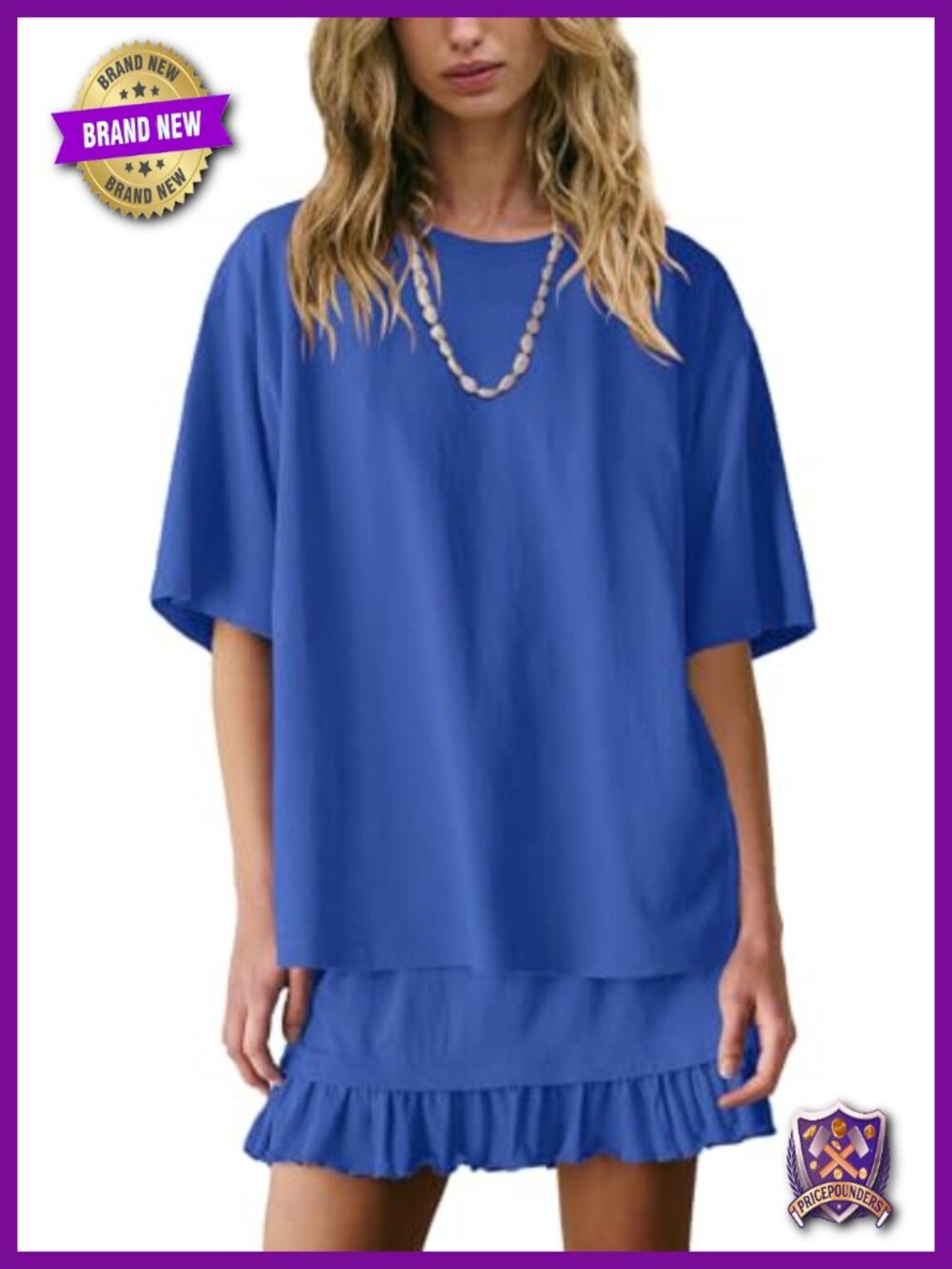 2 Piece Skirt Set Short Sleeve Top Flowy Pleated Mini Skirt Casual
